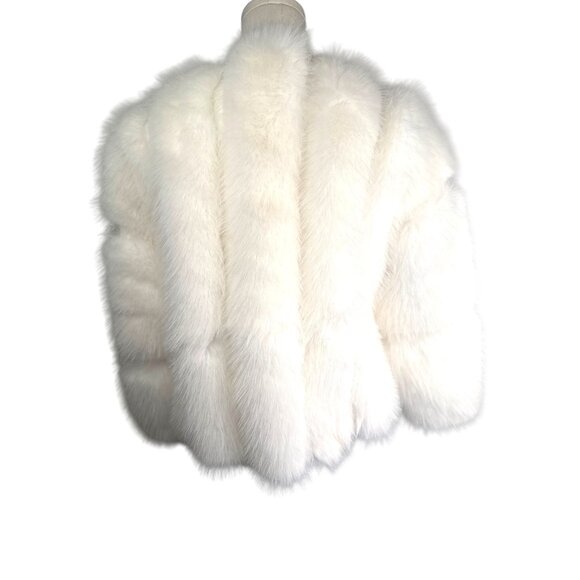 White Faux Fur Coat - Medium Size 6 Polyester Fabric & Lining - Picture 4 of 16